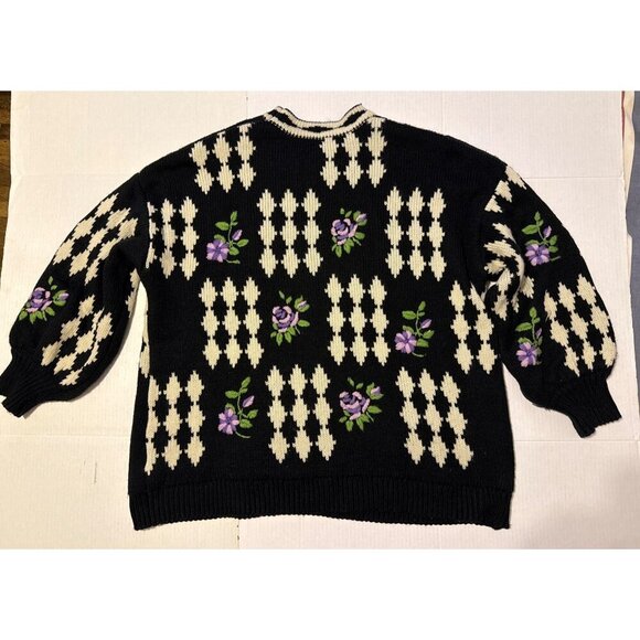 ZARA Oversized Embroidered Knit Sweater Size Large - Picture 5 of 12